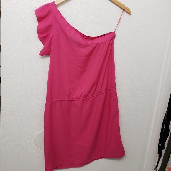 Angie One Shoulder Studded Hot Pink Cocktail Dress Size M - Picture 5 of 6
